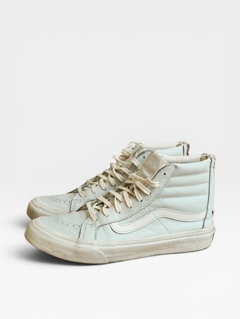 Vans All Leather Women's Lace-Up High-Top Boots in Light Sky Blue